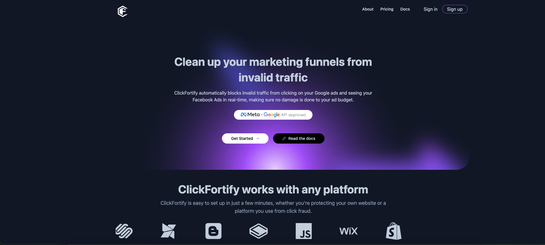 ClickFortify - Advanced Click Fraud Prevention - Built AI-driven fraud detection system blocking bots, VPNs, and invalid traffic with behavioral analytics. project screenshot